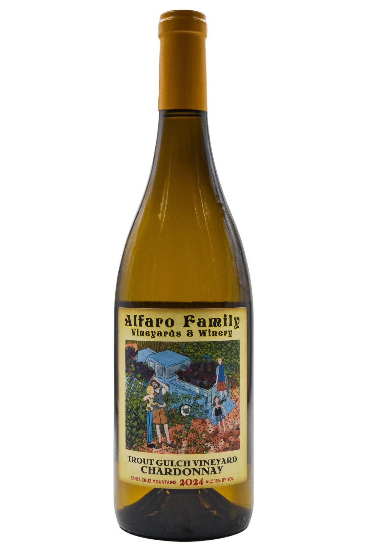 Bottle of Alfaro Family Santa Cruz Mountains Chardonnay Trout Gulch Vineyard 2024-White Wine-Flatiron SF