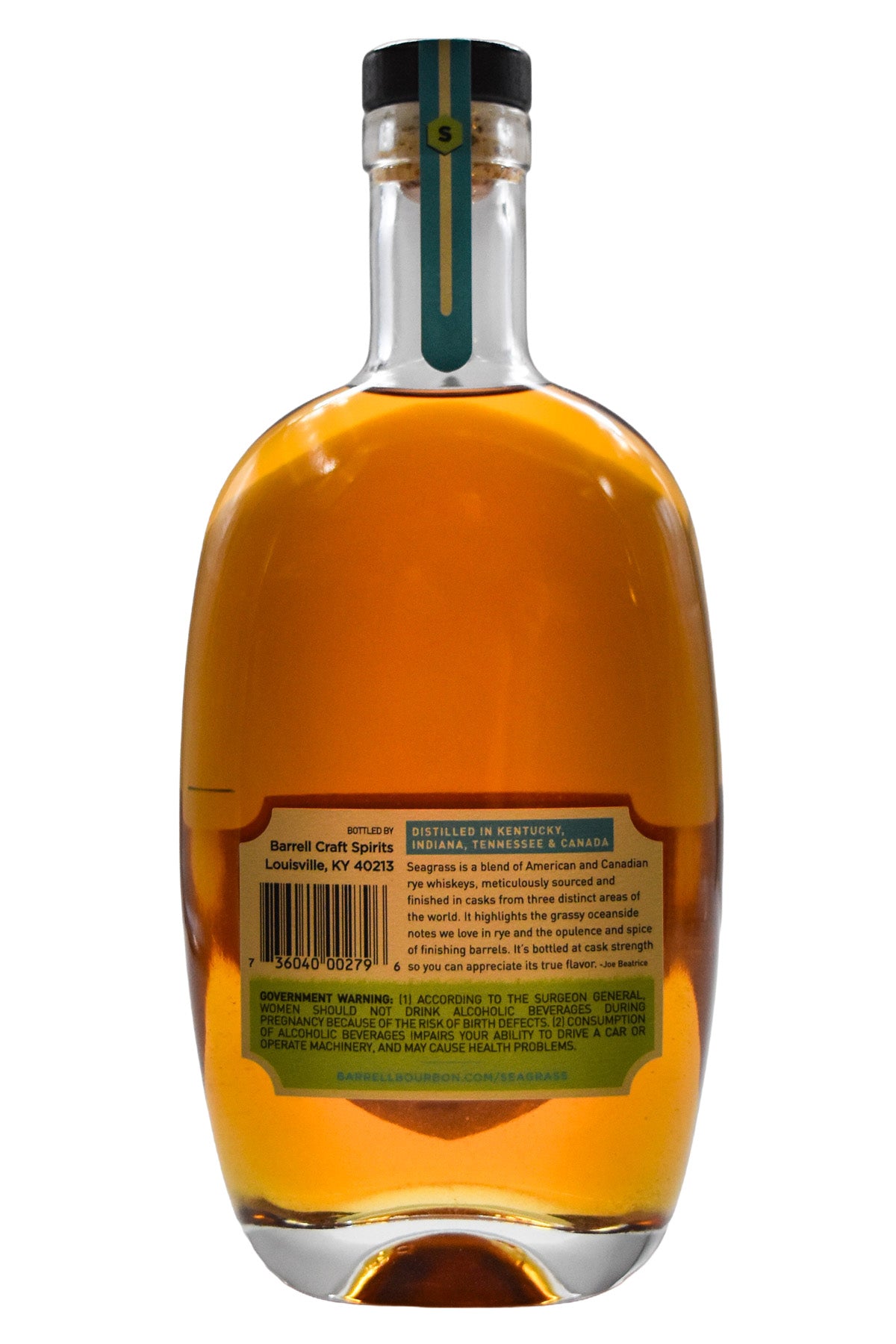 Bottle of Barrell Craft Spirits Seagrass Rye Whiskey-Spirits-Flatiron SF