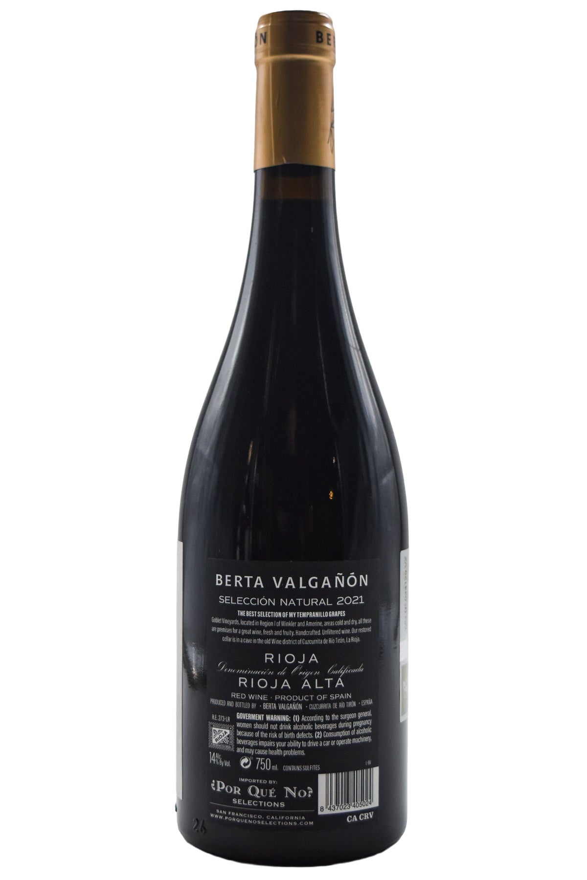 Berta Valganon Rioja Alta Tinto Seleccion Natural 2021