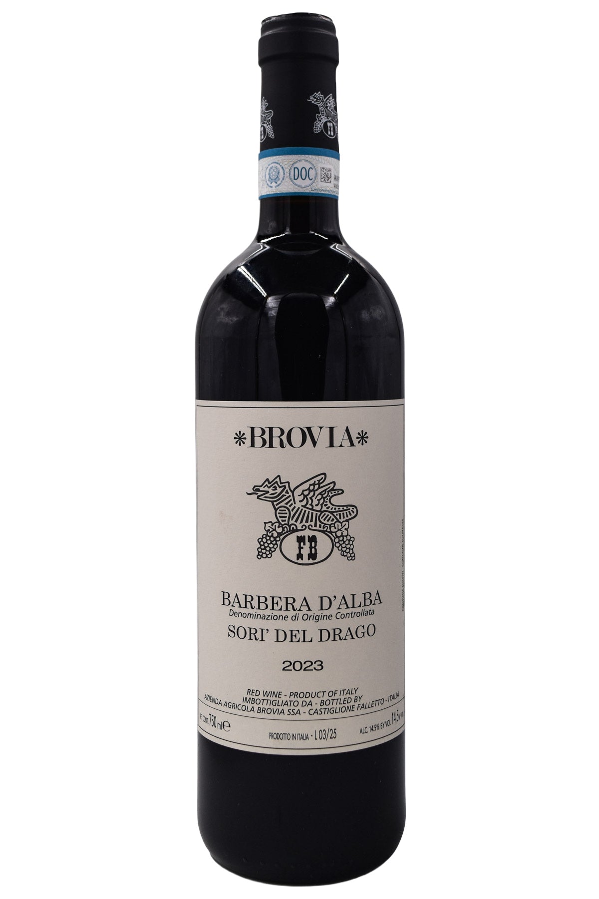 Bottle of Brovia Barbera d'Alba Sori del Drago 2023-Red Wine-Flatiron SF