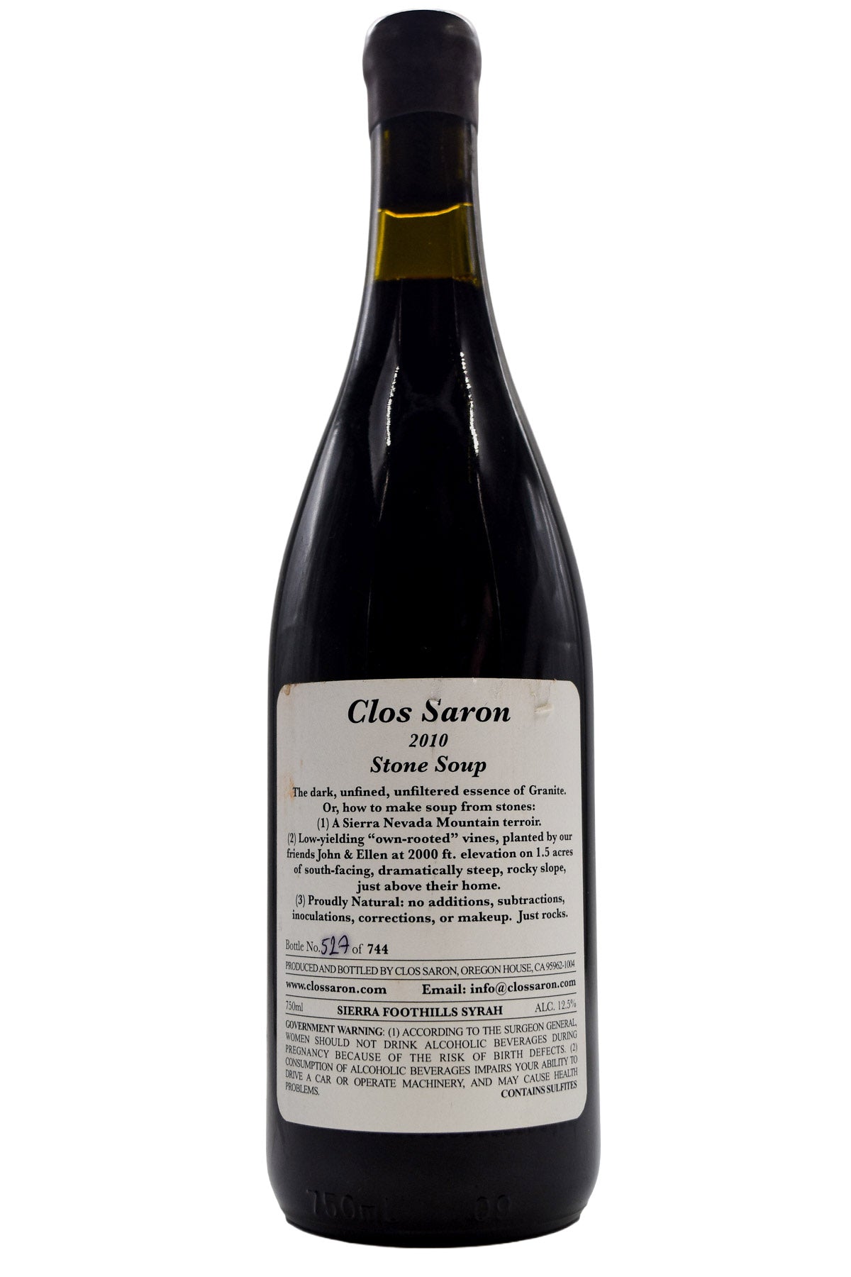 Bottle of Clos Saron Sierra Foothills Syrah Stone Soup 2010-Red Wine-Flatiron SF