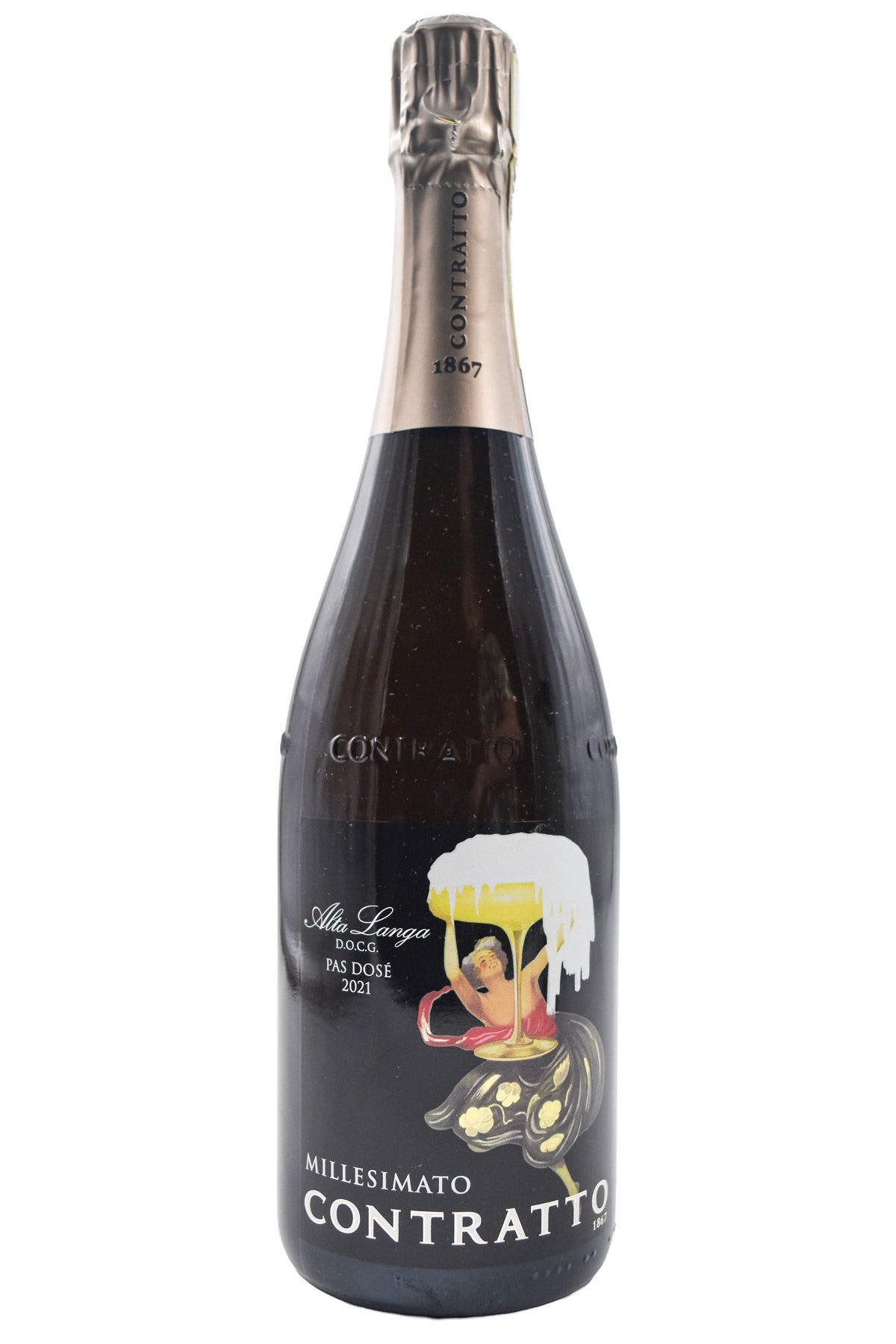 Bottle of Contratto Alta Langa Metodo Classico Pas Dose Millesimato 2021-Sparkling Wine-Flatiron SF