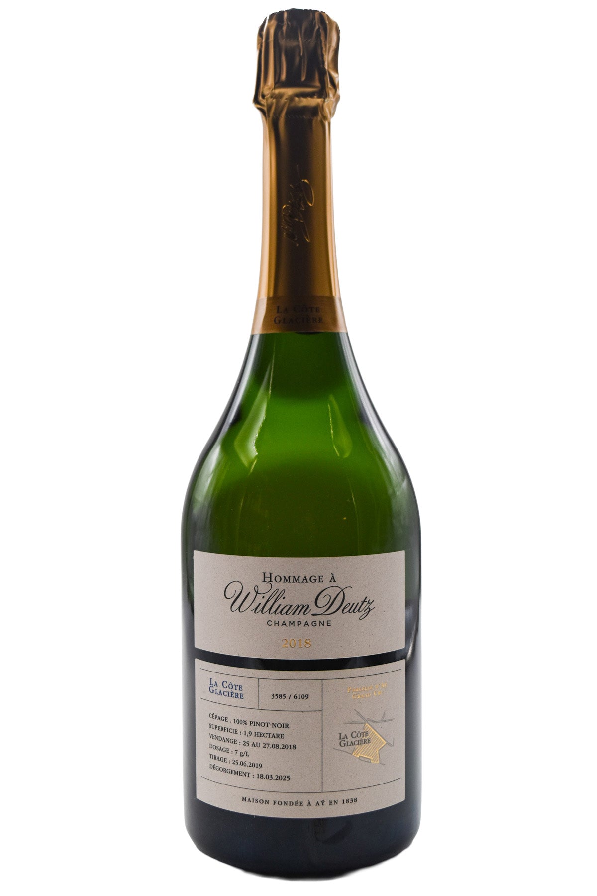 Bottle of Deutz Champagne Brut Hommage a William Deutz La Cote Glaciere 2018-Sparkling Wine-Flatiron SF