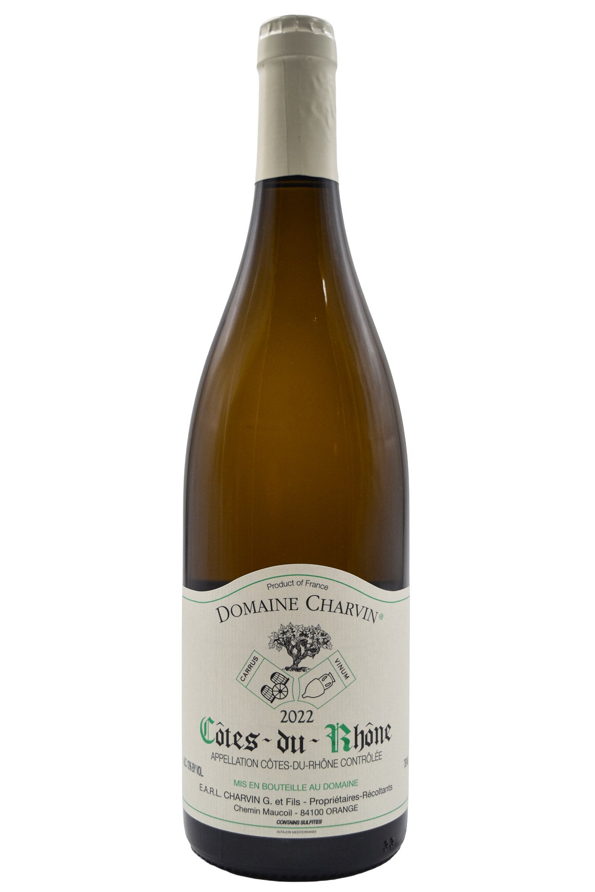 Bottle of Domaine Charvin Cotes-du-Rhone Blanc 2022-White Wine-Flatiron SF