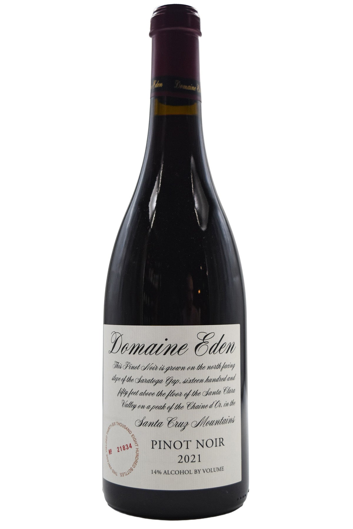 Bottle of Domaine Eden Pinot Noir 2021-Red Wine-Flatiron SF