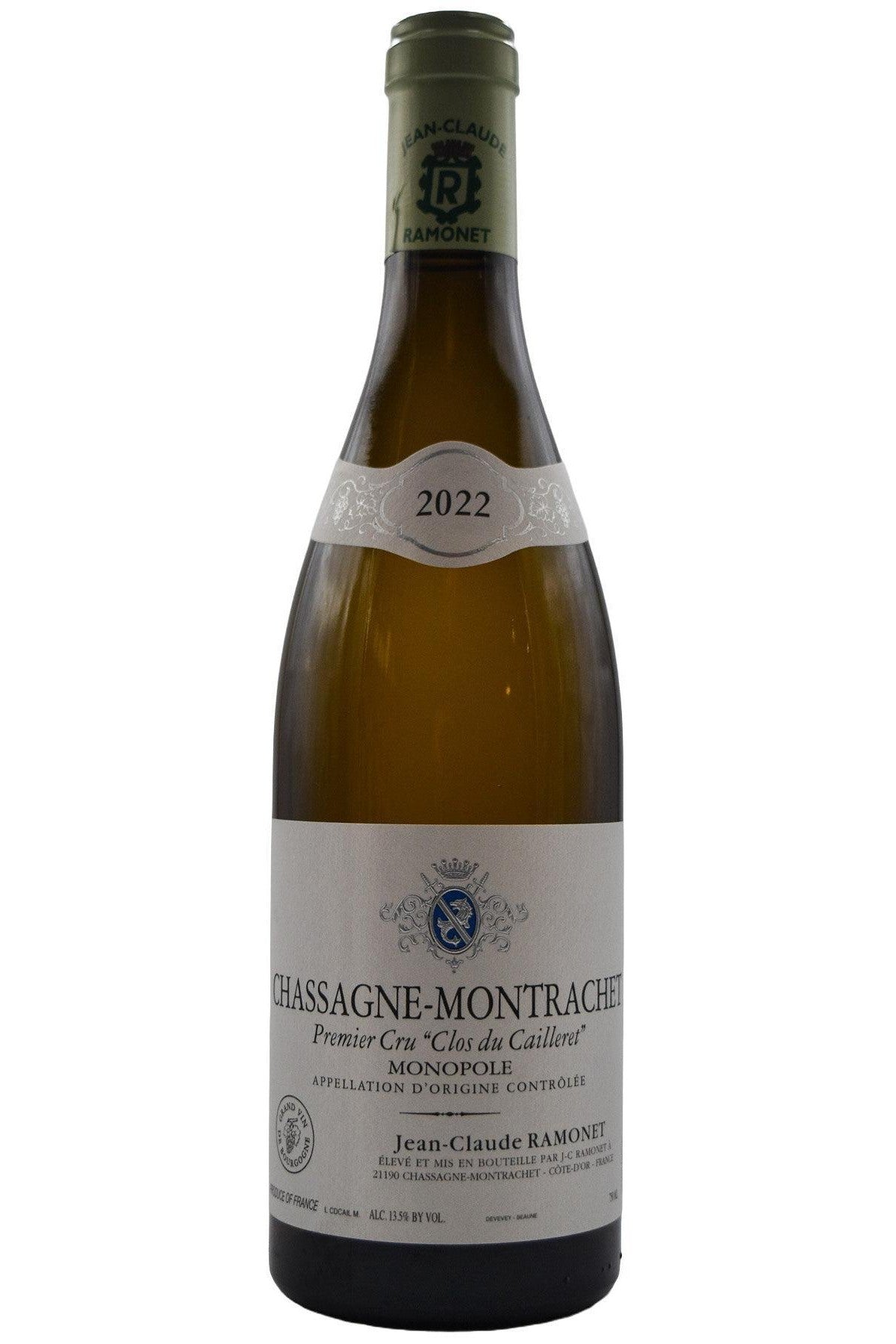 Bottle of Domaine Ramonet Chassagne-Montrachet 1er Cru Clos du Cailleret Monopole 2022-White Wine-Flatiron SF