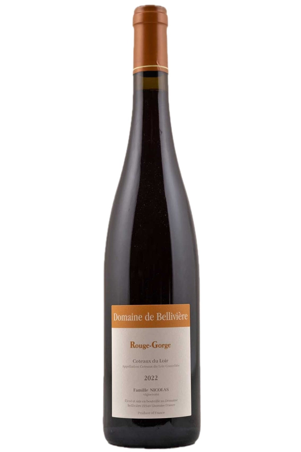 Bottle of Domaine de Belliviere (Eric Nicolas) Coteaux du Loire Rouge-Gorge 2022-Red Wine-Flatiron SF