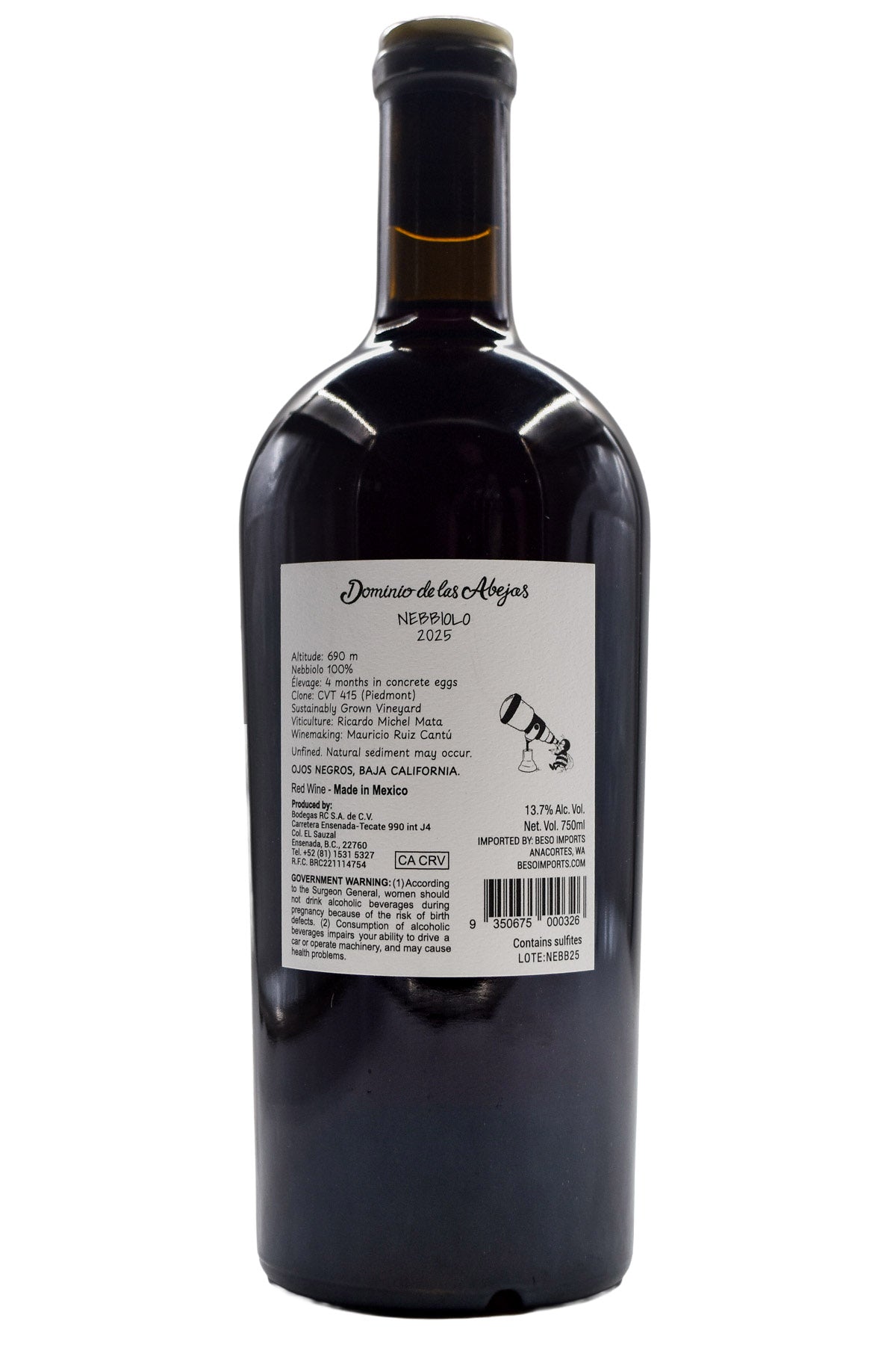 Bottle of Dominio de las Abejas Nebbiolo 2025-Red Wine-Flatiron SF