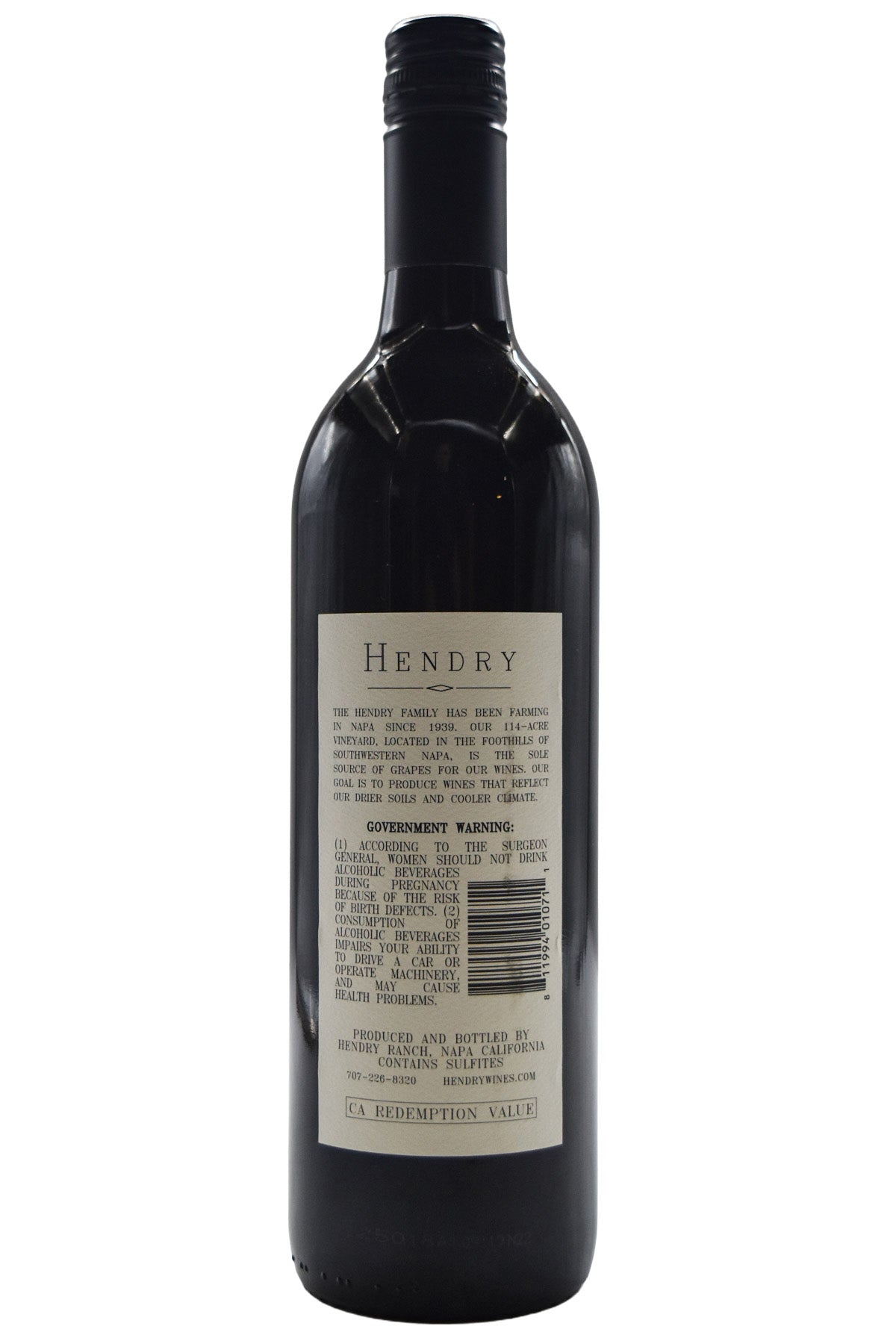 Bottle of Hendry Napa Valley Cabernet Sauvignon HRW 2023-Red Wine-Flatiron SF