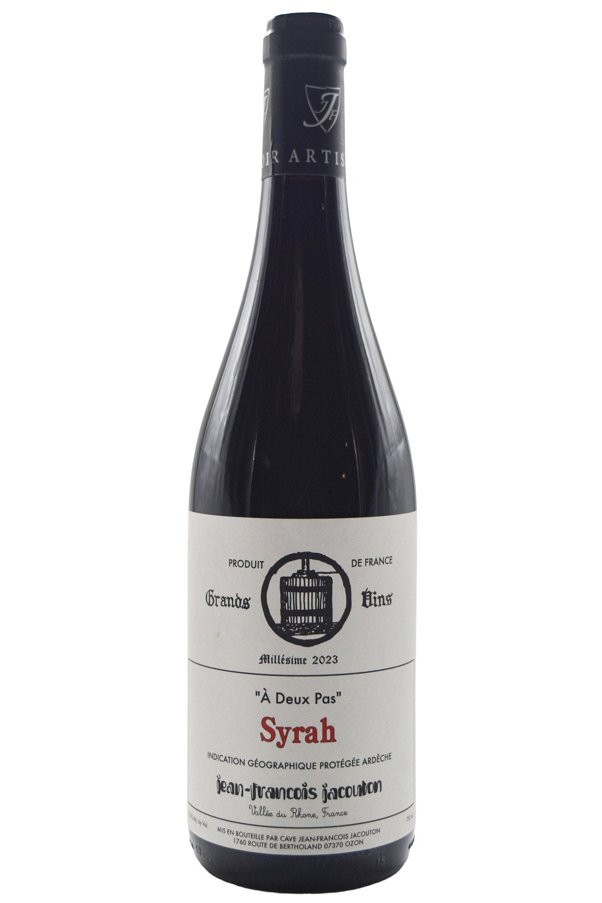 Bottle of Jean-Francois Jacouton Syrah A Deux Pas 2023-Red Wine-Flatiron SF