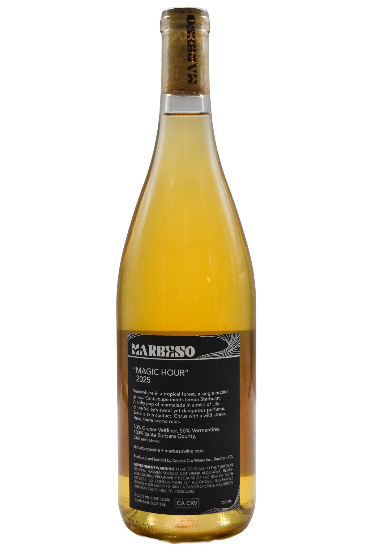 Bottle of MarBeso Santa Barbara Skin Contact Gruner/Vermentino Magic Hour 2025-Orange Wine-Flatiron SF