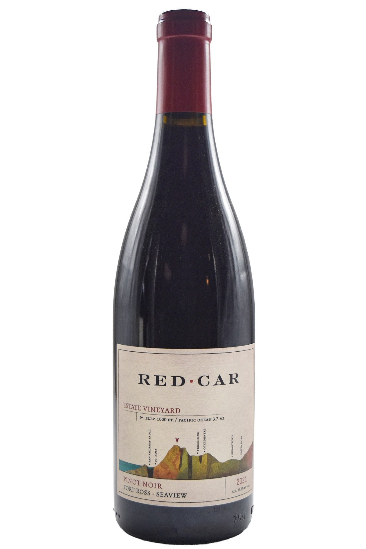 Bottle of Red Car Fort Ross-Seaview Pinot Noir Estate 2021-Red Wine-Flatiron SF