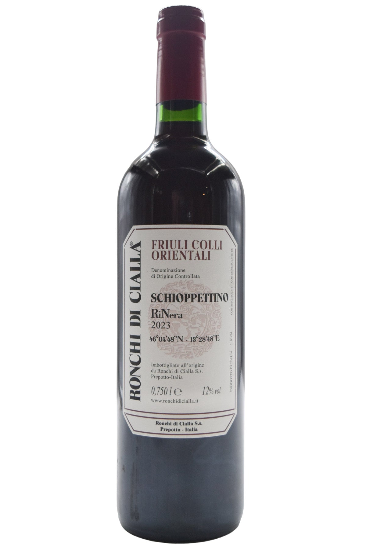 Bottle of Ronchi di Cialla Friuli Colli Orientali Schioppettino RiNera 2023-Red Wine-Flatiron SF