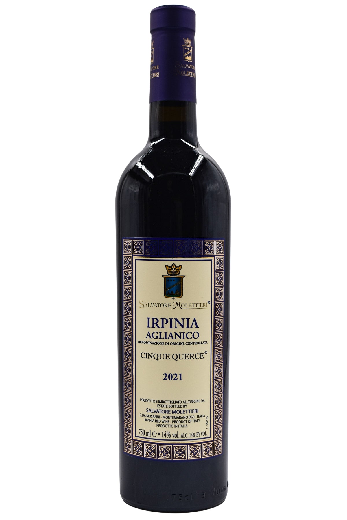 Bottle of Salvatore Molettieri Irpinia Aglianico Cinque Querce 2021-Red Wine-Flatiron SF