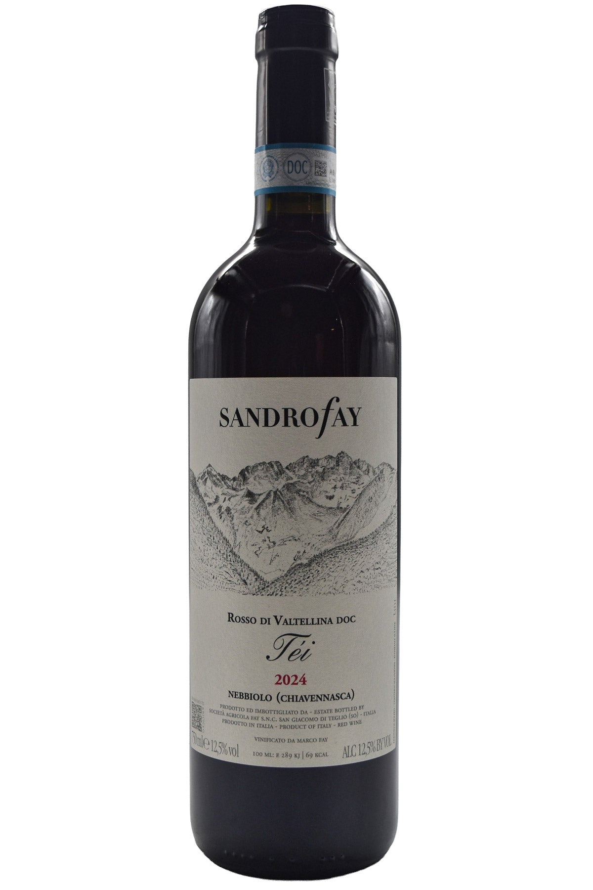 Bottle of Sandro Fay Rosso di Valtellina Tei 2024-Red Wine-Flatiron SF