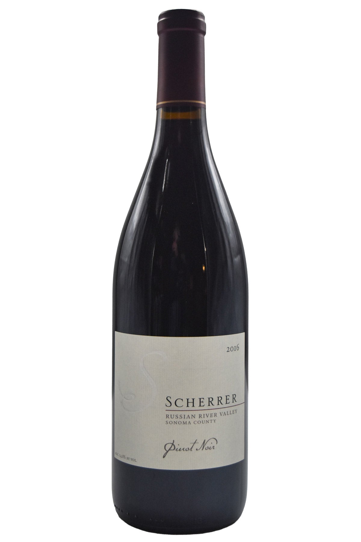 Bottle of Scherrer Winery Russian River Valley Pinot Noir 2016-Red Wine-Flatiron SF