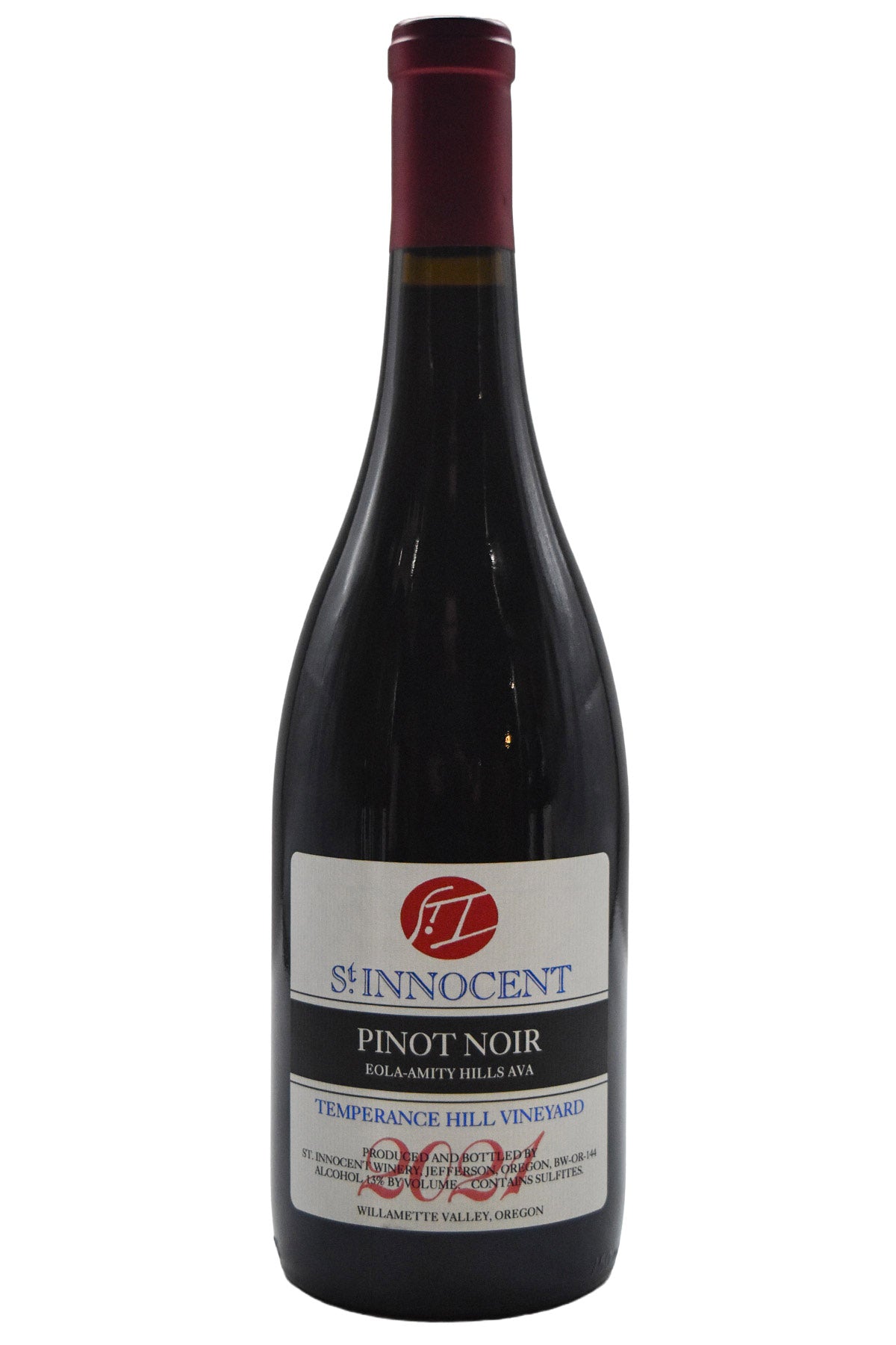 Bottle of St. Innocent Willamette Valley Eola Amity Hills Pinot Noir Temperance Hill Vineyard 2021-Red Wine-Flatiron SF
