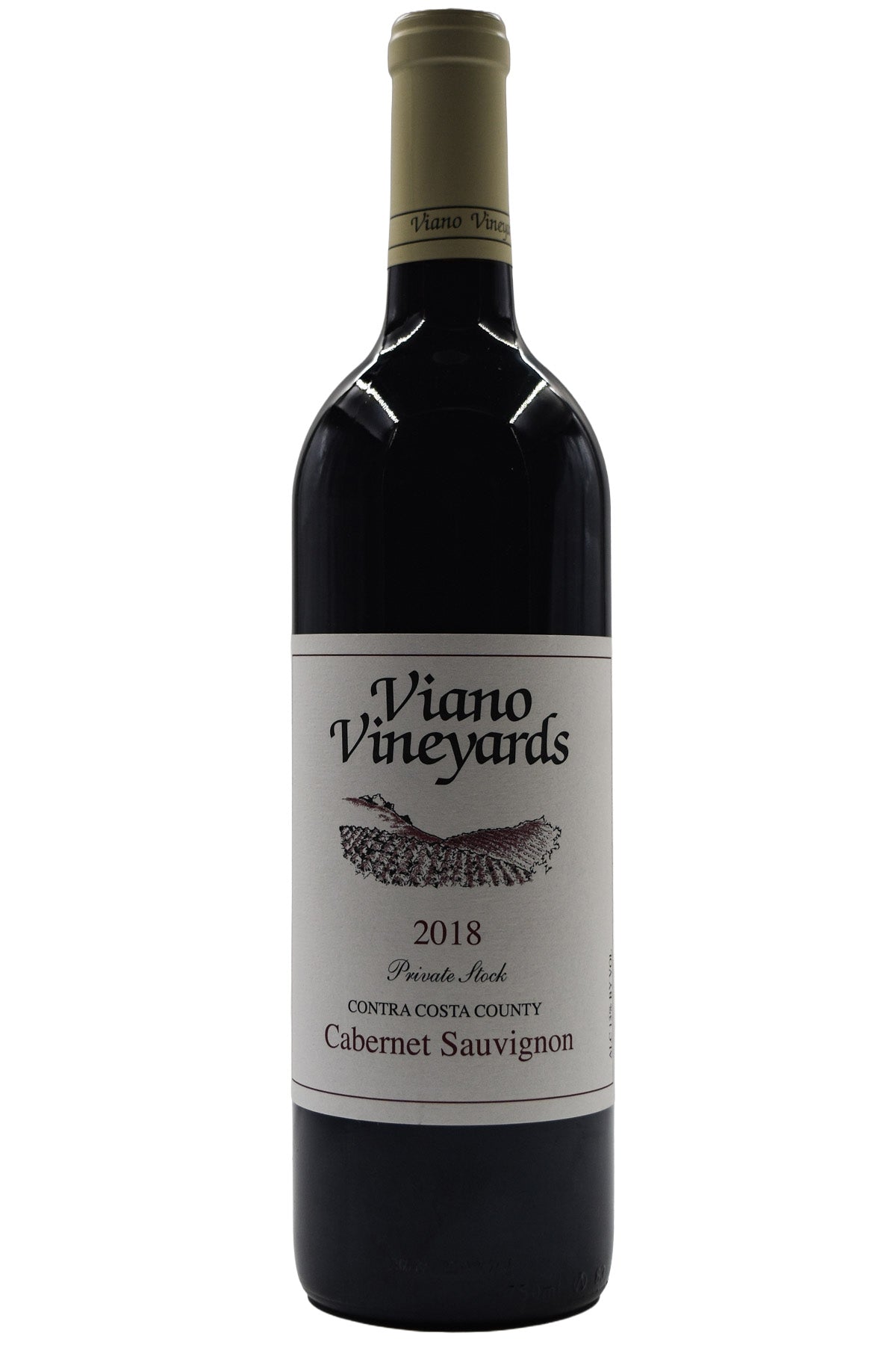 Bottle of Viano Vineyards Contra Costa Co. Estate Cabernet 2018-Red Wine-Flatiron SF