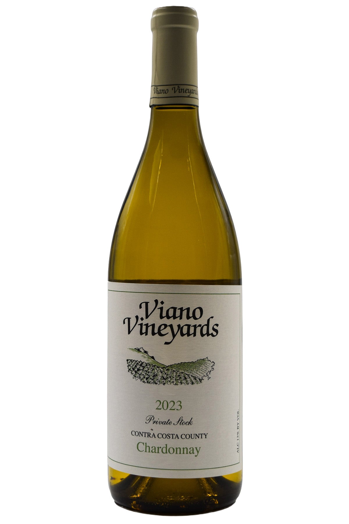 Bottle of Viano Vineyards Contra Costa Co. Estate Chardonnay 2023-White Wine-Flatiron SF