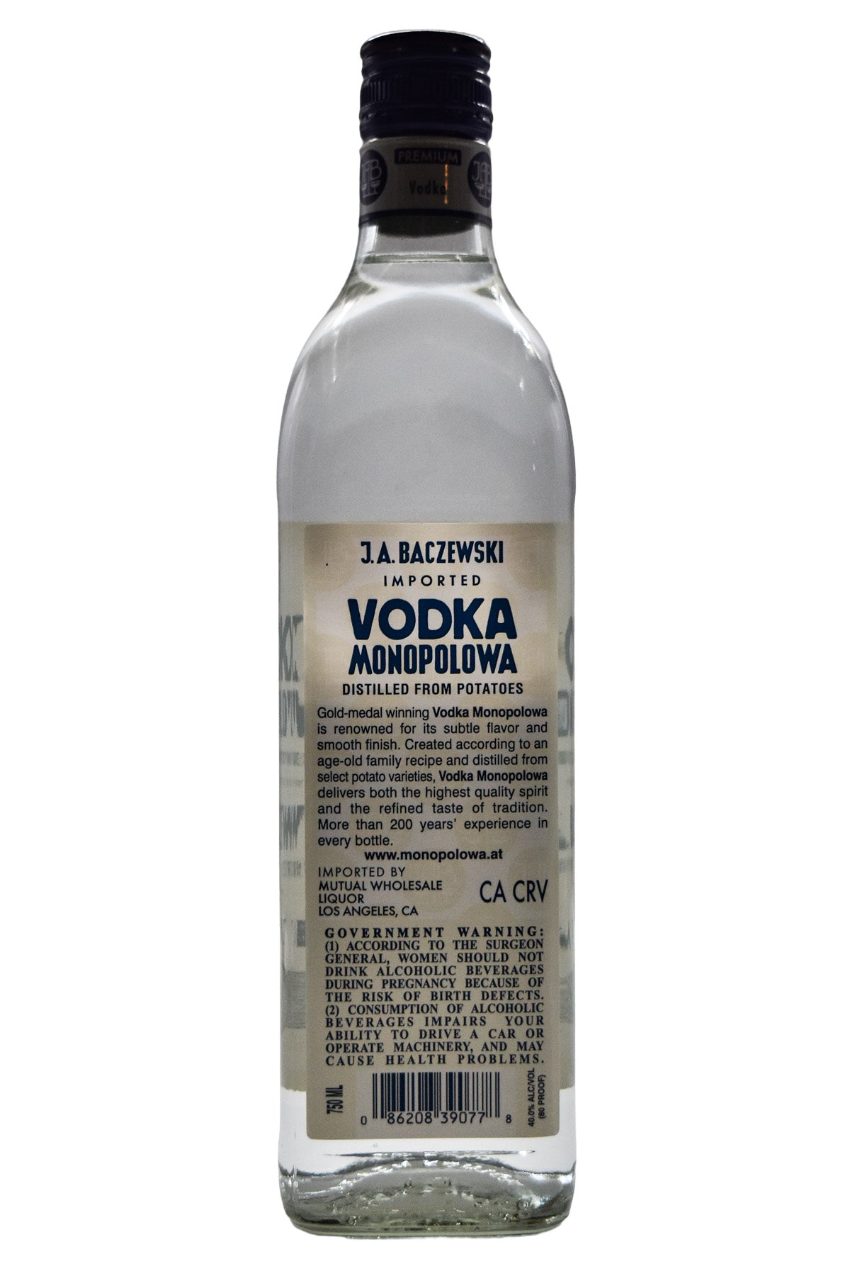 Bottle of Monopolowa Potato Vodka-Spirits-Flatiron SF