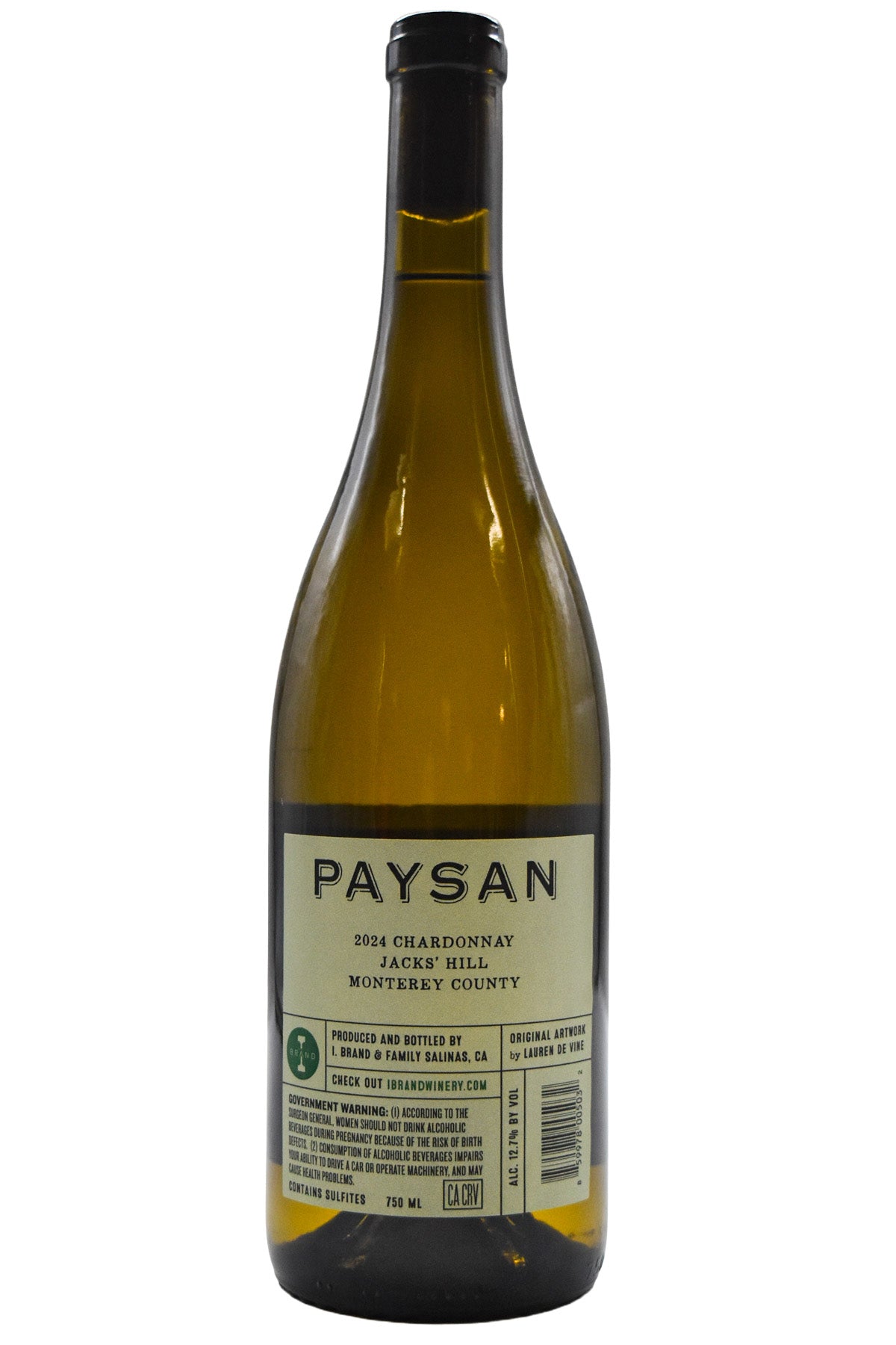 Bottle of Paysan Monterey County Chardonnay Jack's Hill 2024-White Wine-Flatiron SF