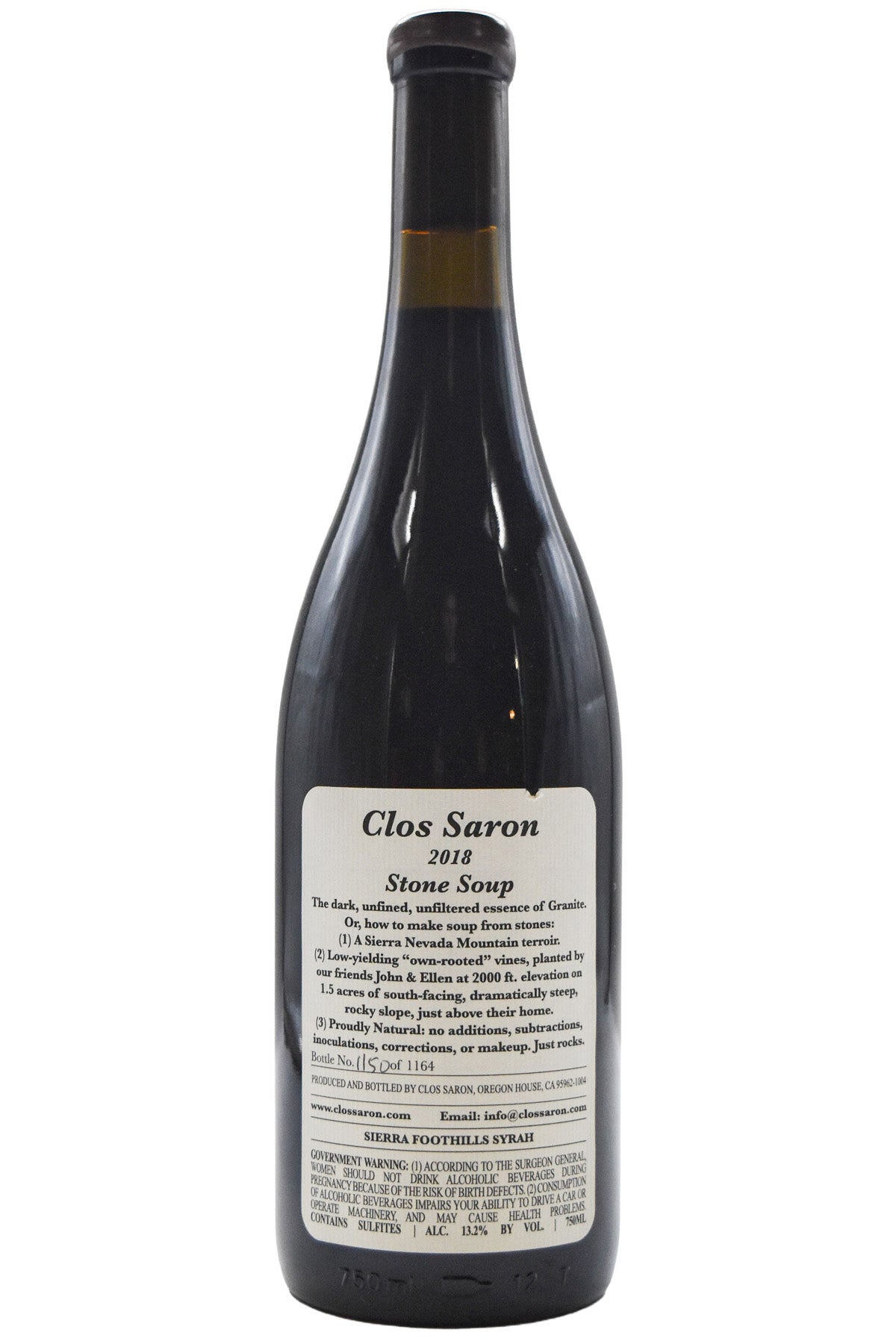 Bottle of Clos Saron Sierra Foothills Syrah Stone Soup 2018-Red Wine-Flatiron SF
