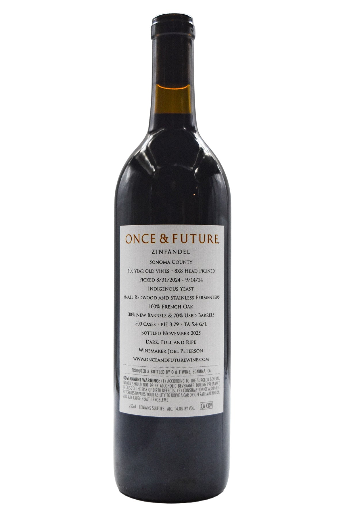 Bottle of Once & Future Sonoma County Old Vine Zinfandel 2024-Red Wine-Flatiron SF