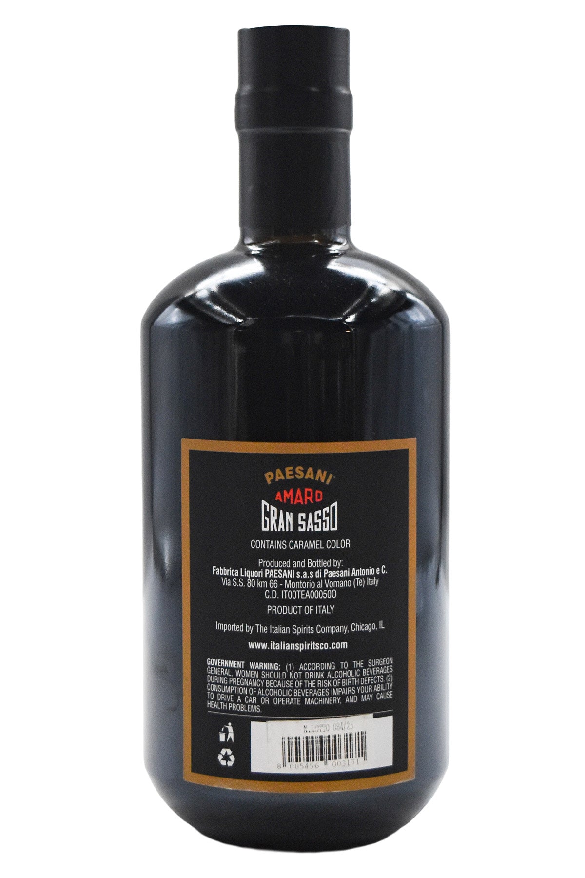 Bottle of Paesani Amaro Gran Sasso-Spirits-Flatiron SF