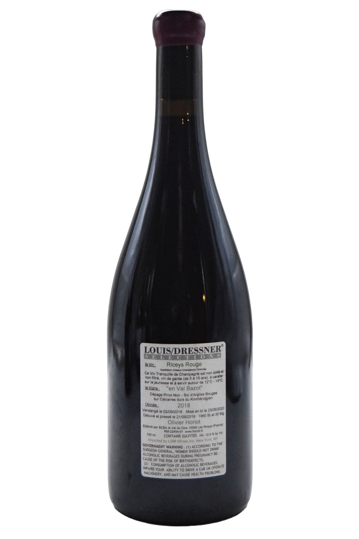 Bottle of Olivier Horiot Coteaux Champenois Riceys Rouge En Val Bazot 2018-Red Wine-Flatiron SF