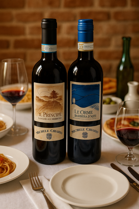 Stylized image of Michele Chiarlo bottles