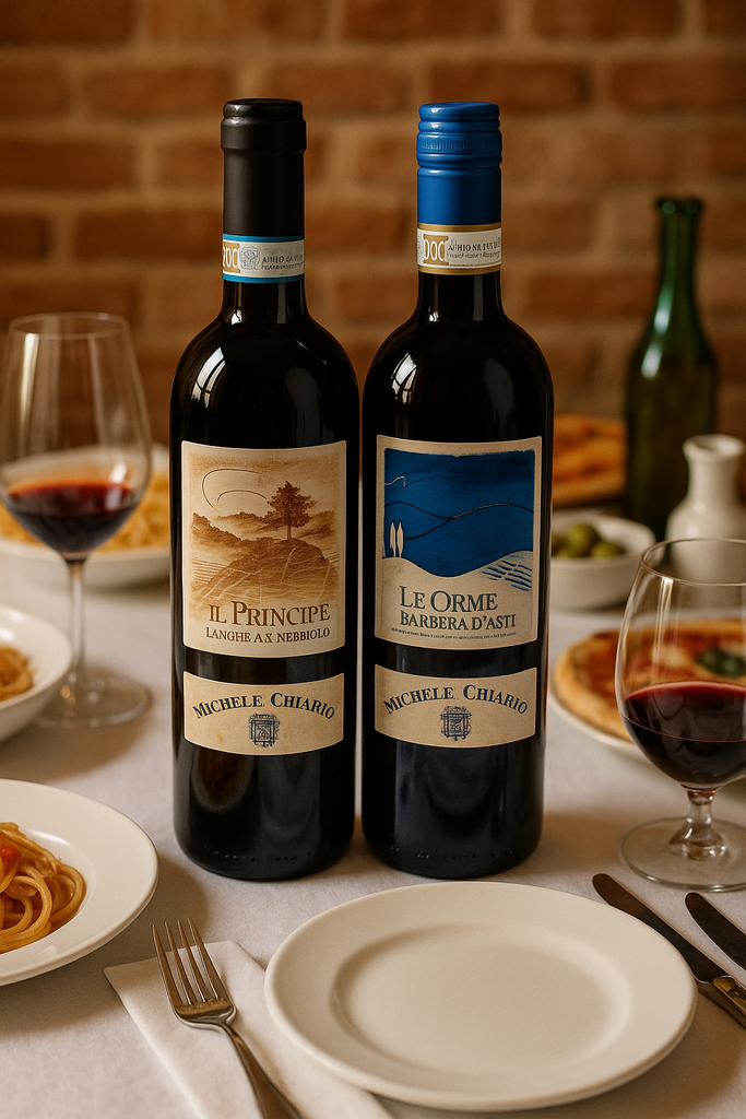 Stylized image of Michele Chiarlo bottles