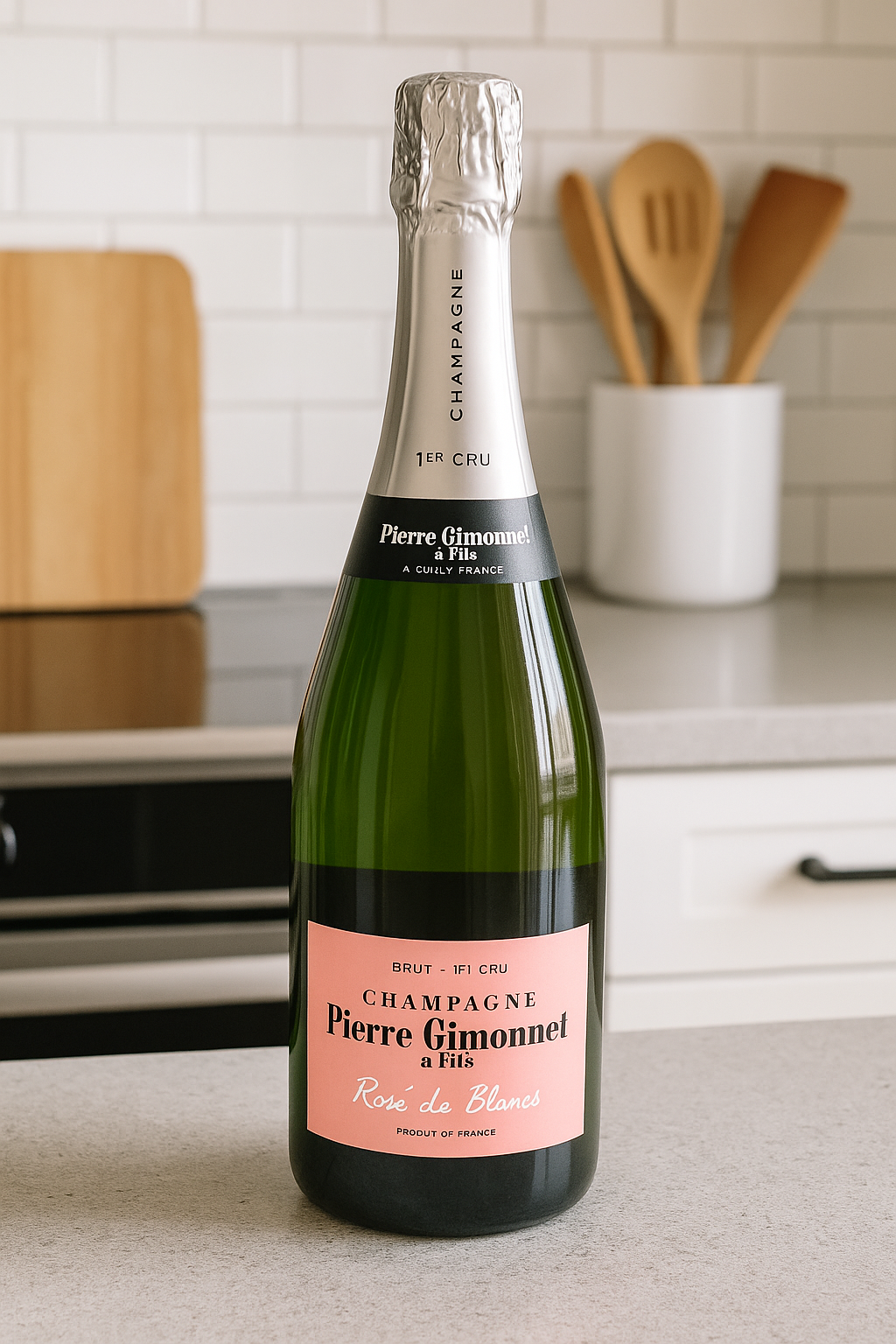 Stylized image of Pierre Gimonnet Champagne Brut 1er Cru Rose de Blancs NV