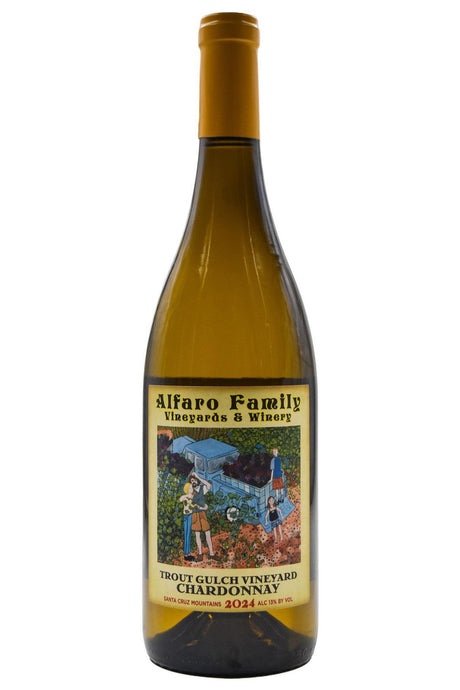Bottle of Alfaro Family Santa Cruz Mountains Chardonnay Trout Gulch Vineyard 2024-White Wine-Flatiron SF