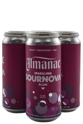 Bottle of Almanac Beer Co. Plum Sournova Barrel Aged 4pk (16oz)-Beer-Flatiron SF