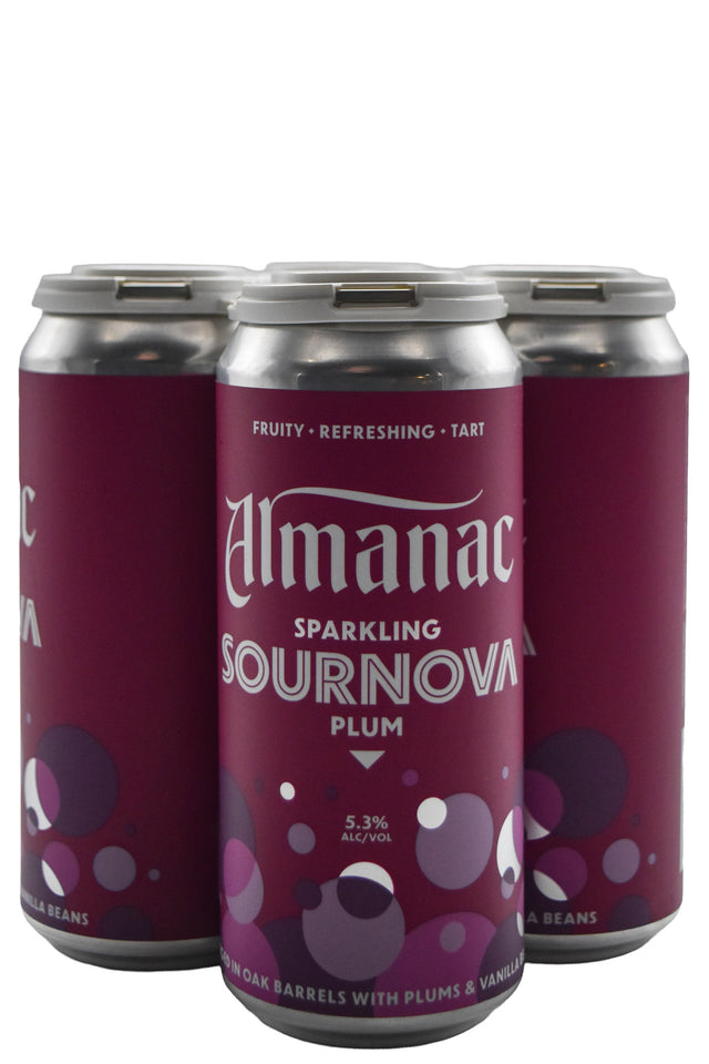 Bottle of Almanac Beer Co. Plum Sournova Barrel Aged 4pk (16oz)-Beer-Flatiron SF