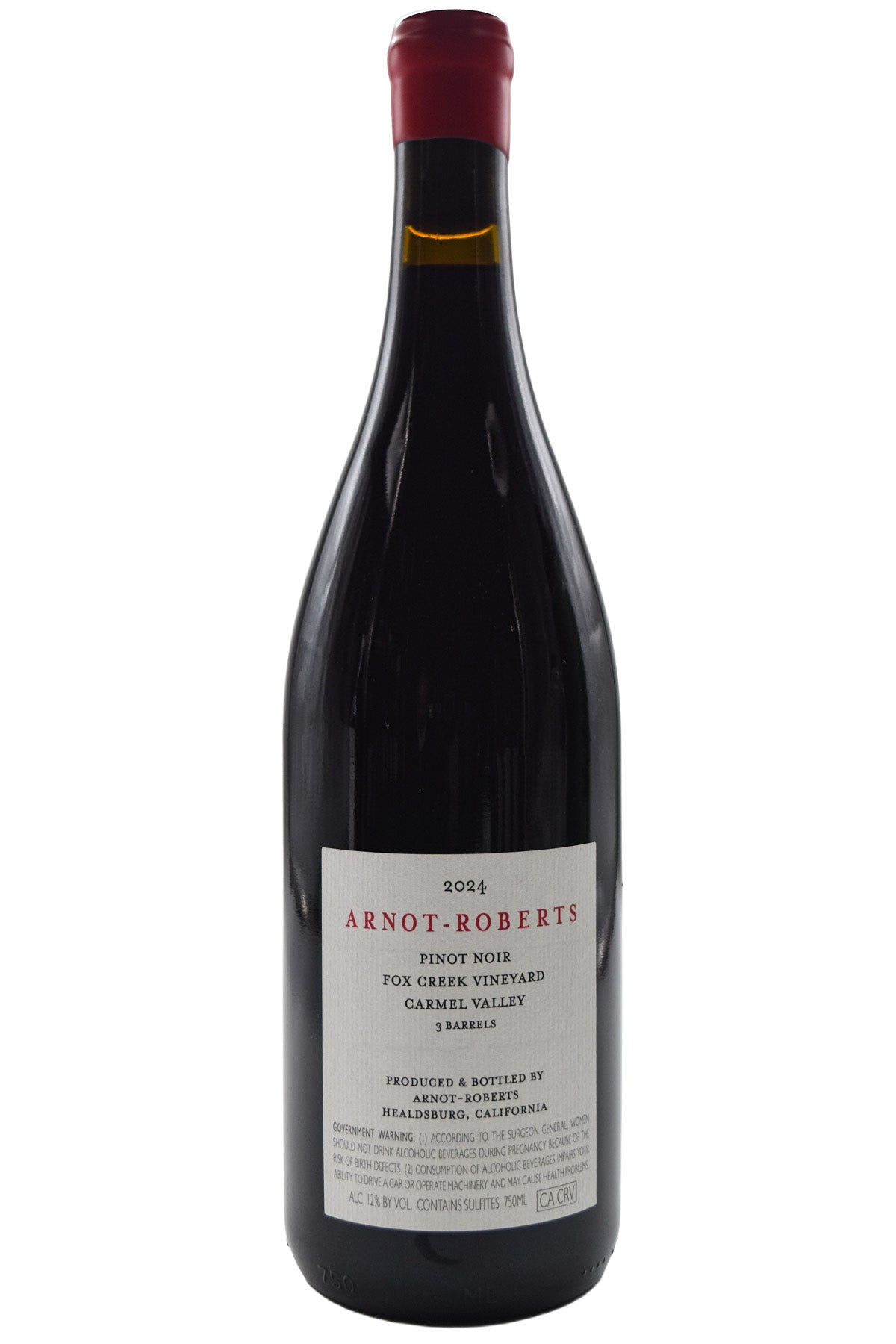 Bottle of Arnot-Roberts Carmel Valley Pinot Noir Fox Creek 2024-Red Wine-Flatiron SF