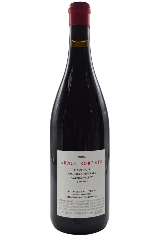 Bottle of Arnot-Roberts Carmel Valley Pinot Noir Fox Creek 2024-Red Wine-Flatiron SF