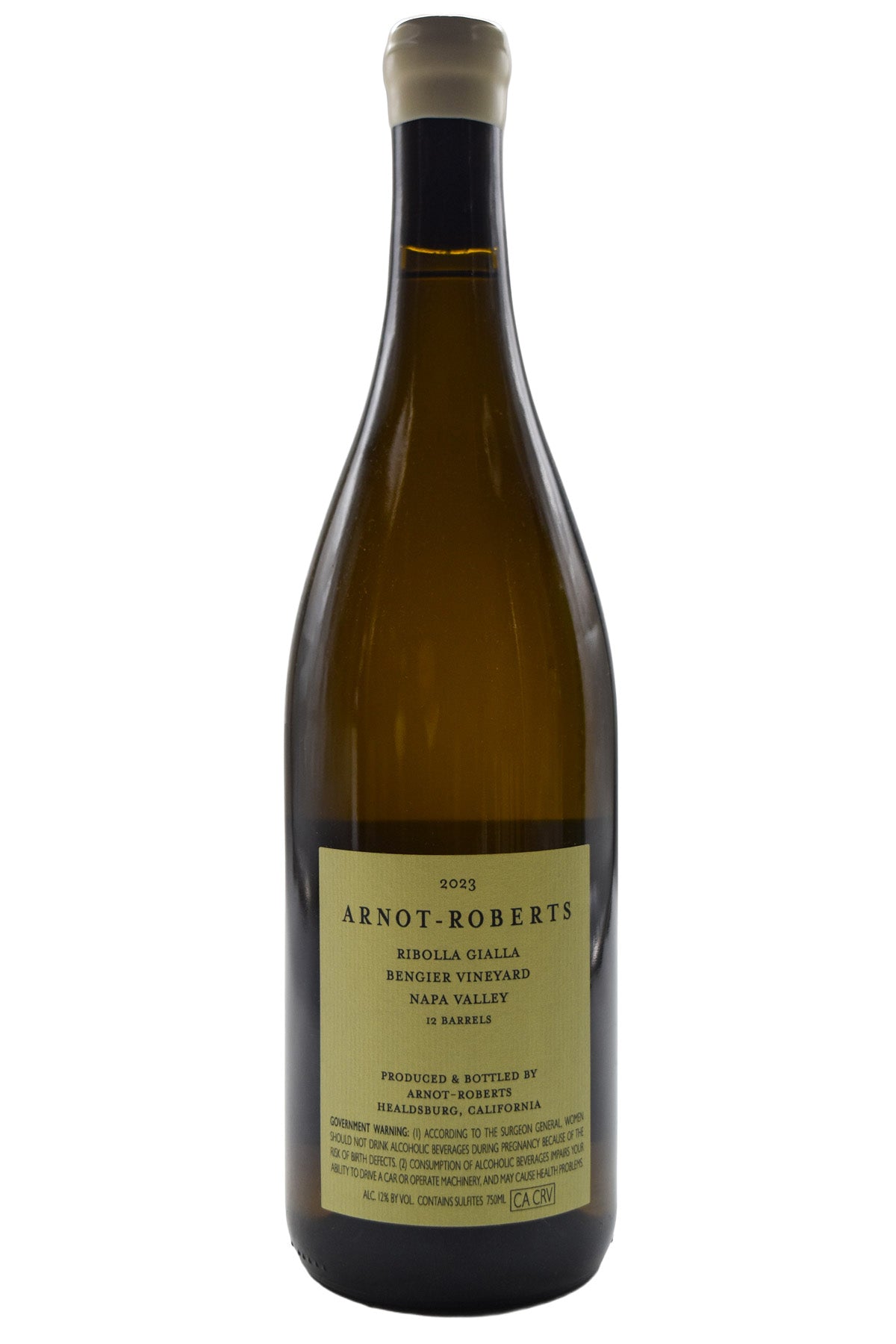 Bottle of Arnot-Roberts Napa Valley Ribolla Gialla Bengier Vineyard 2023-White Wine-Flatiron SF
