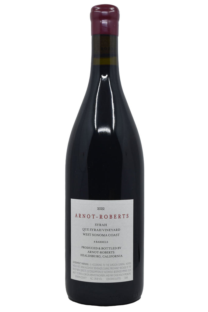 Bottle of Arnot-Roberts Sonoma Coast Que Syrah Vineyard 2022-Red Wine-Flatiron SF