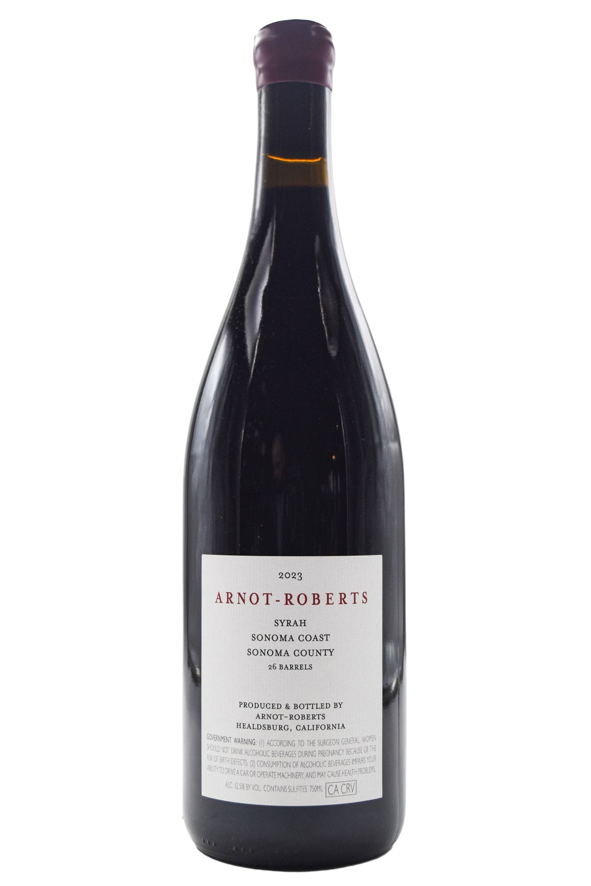 Bottle of Arnot-Roberts Sonoma Coast Syrah 2023-Red Wine-Flatiron SF