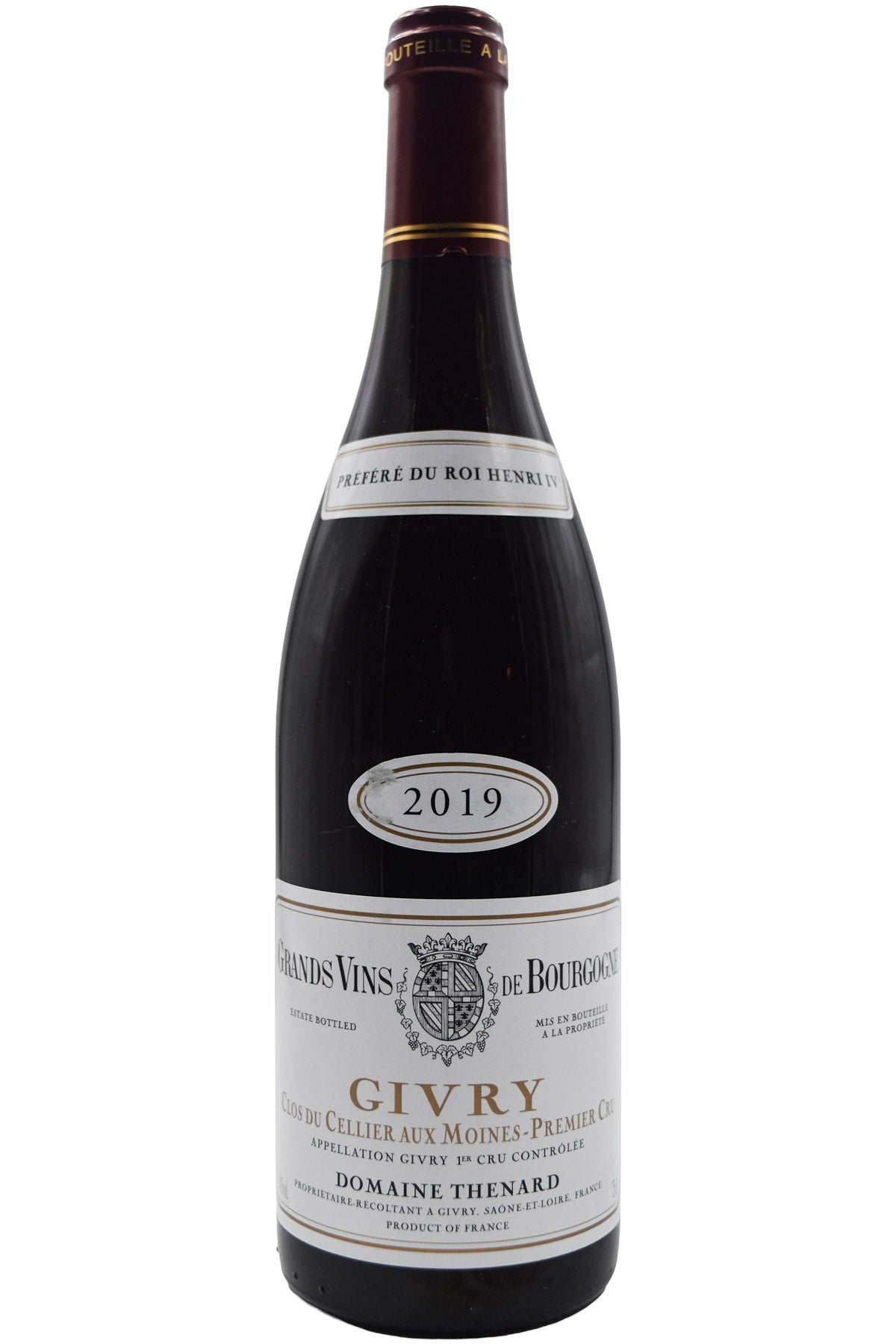 Bottle of Baron Thenard Givry 1er Cru Clos du Cellier Aux Moines 2019-Red Wine-Flatiron SF
