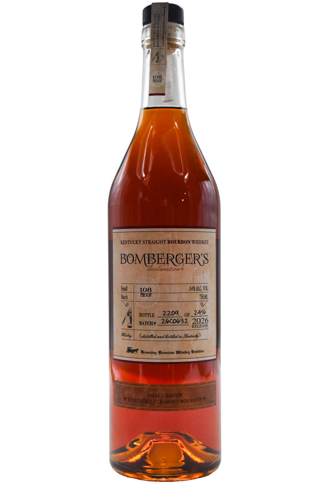 Bottle of Bomberger's Declaration Kentucky Straight Bourbon Whiskey 2026 Release-Spirits-Flatiron SF