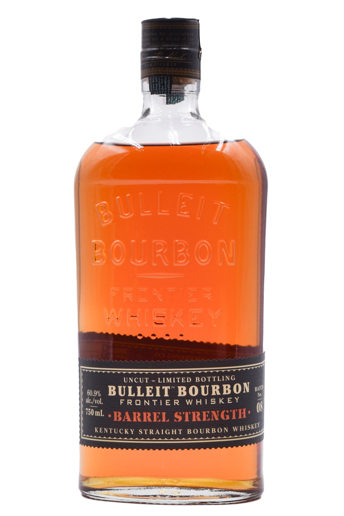 Bottle of Bulleit Barrel Strength Straight Bourbon Frontier Whiskey-Spirits-Flatiron SF
