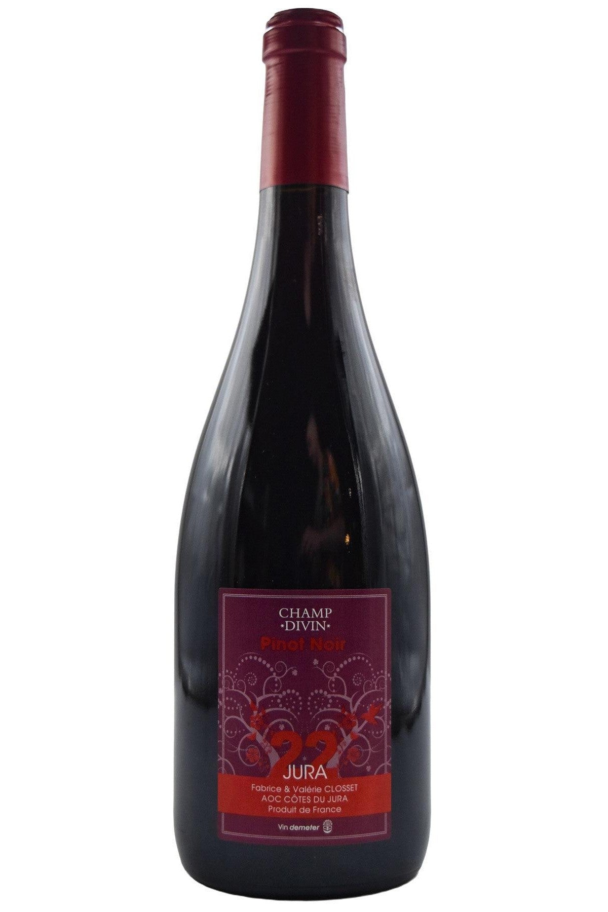 Bottle of Champ Divin Cotes du Jura Pinot Noir 2022-Red Wine-Flatiron SF
