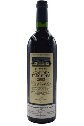 Bottle of Chateau Cap de Faugeres Castillon Cotes de Bordeaux 2003-Red Wine-Flatiron SF