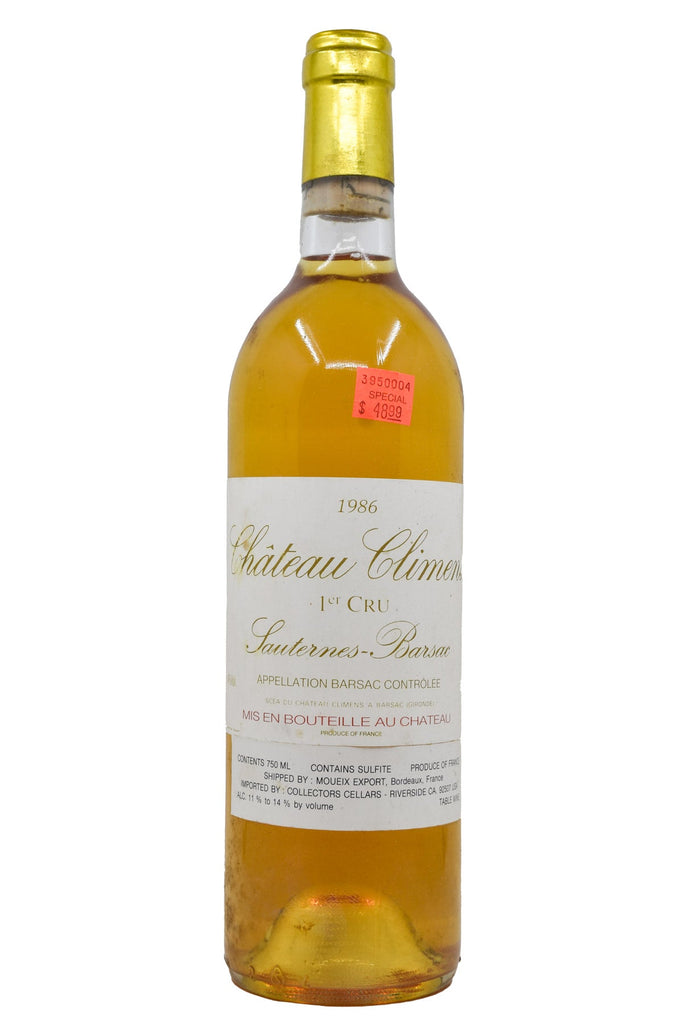 Bottle of Chateau Climens Sauternes 1986-Dessert Wine-Flatiron SF