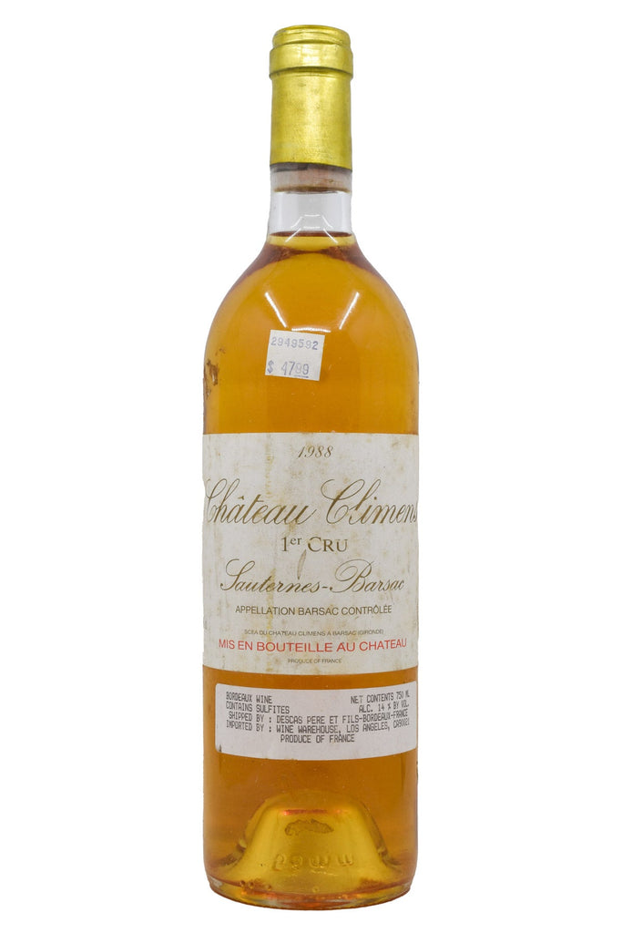 Bottle of Chateau Climens Sauternes 1988-Dessert Wine-Flatiron SF