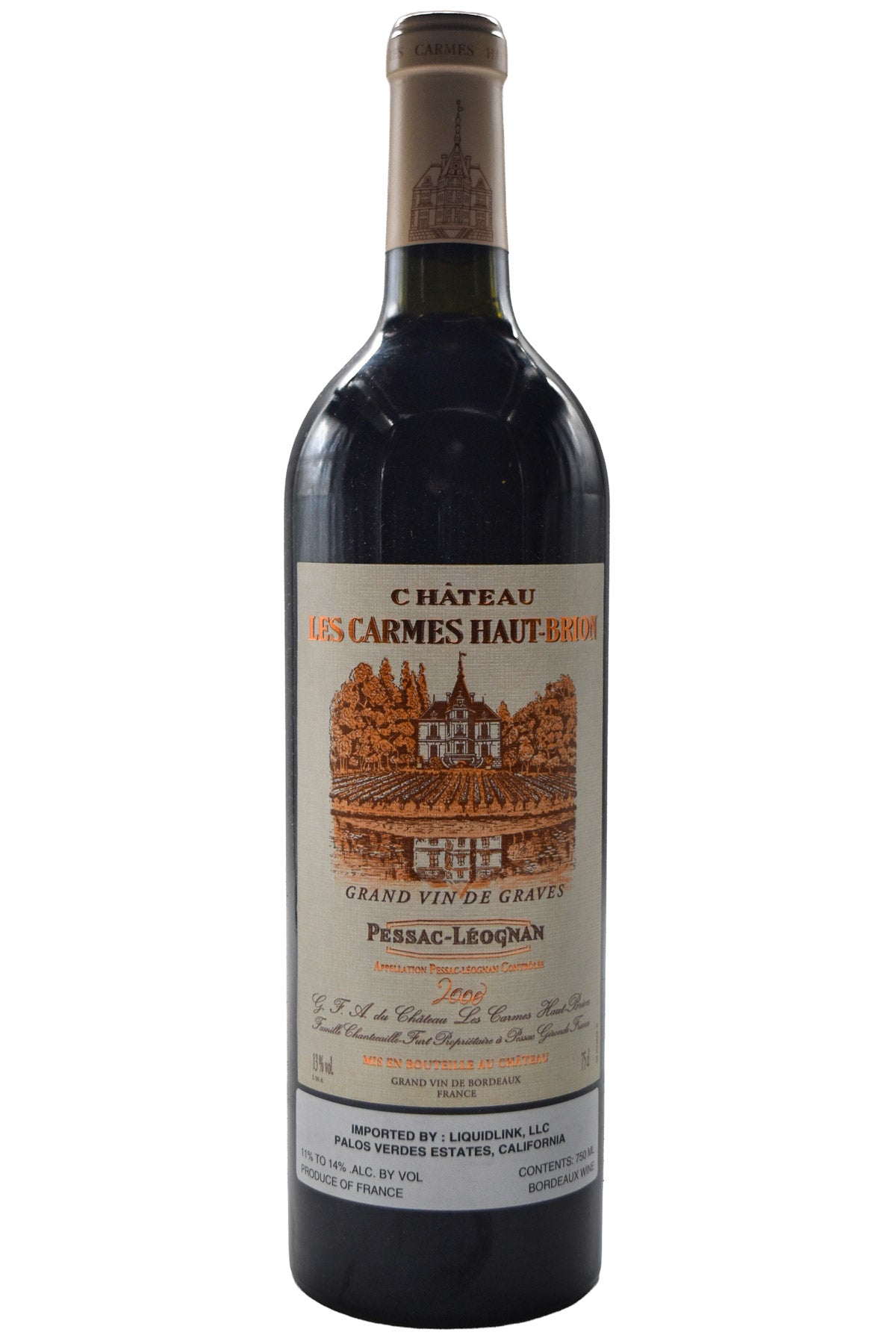 Bottle of Chateau Les Carmes Haut-Brion Pessac Leognan 2000-Red Wine-Flatiron SF