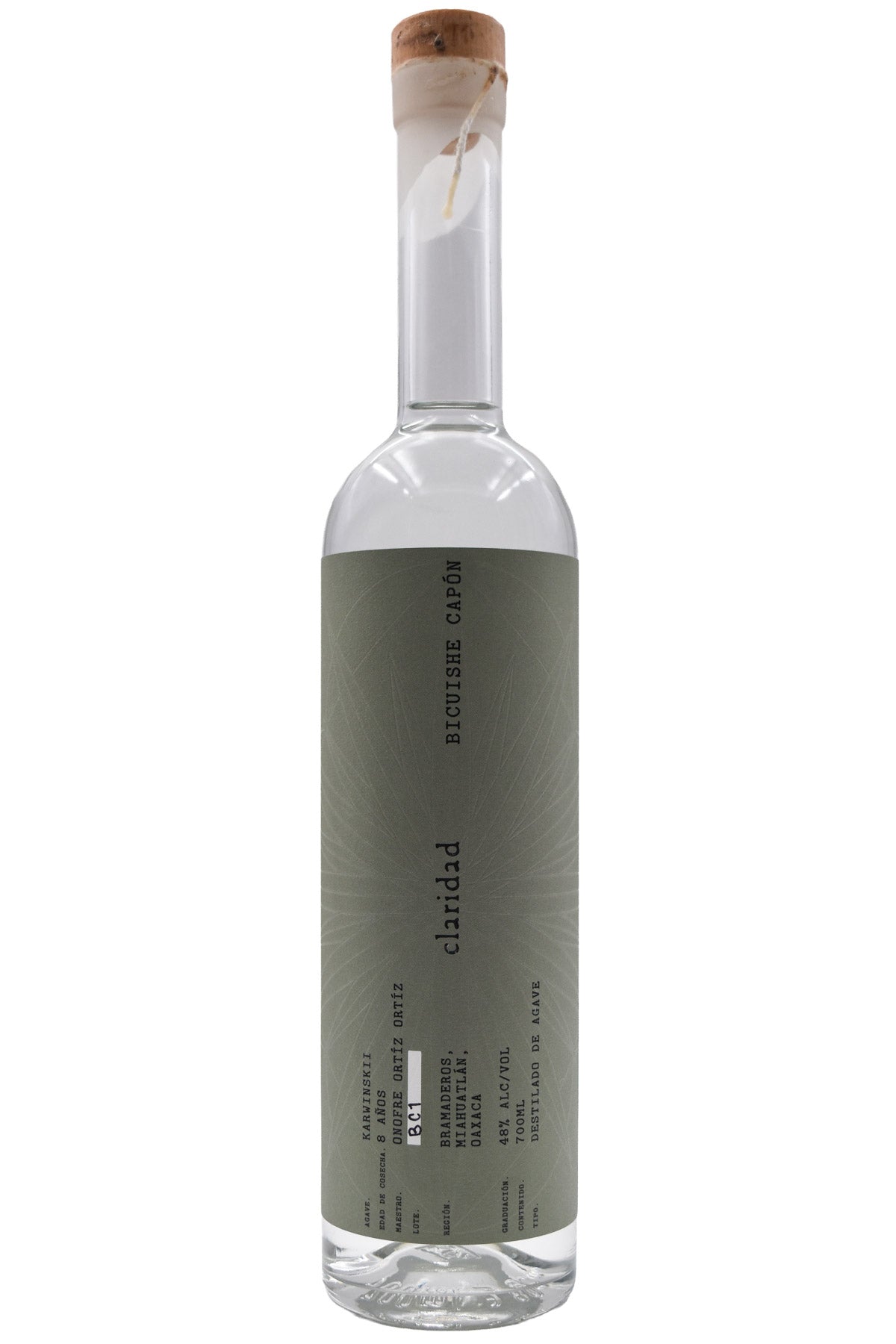 Bottle of Claridad Mezcal Bicuishe Capon-Spirits-Flatiron SF