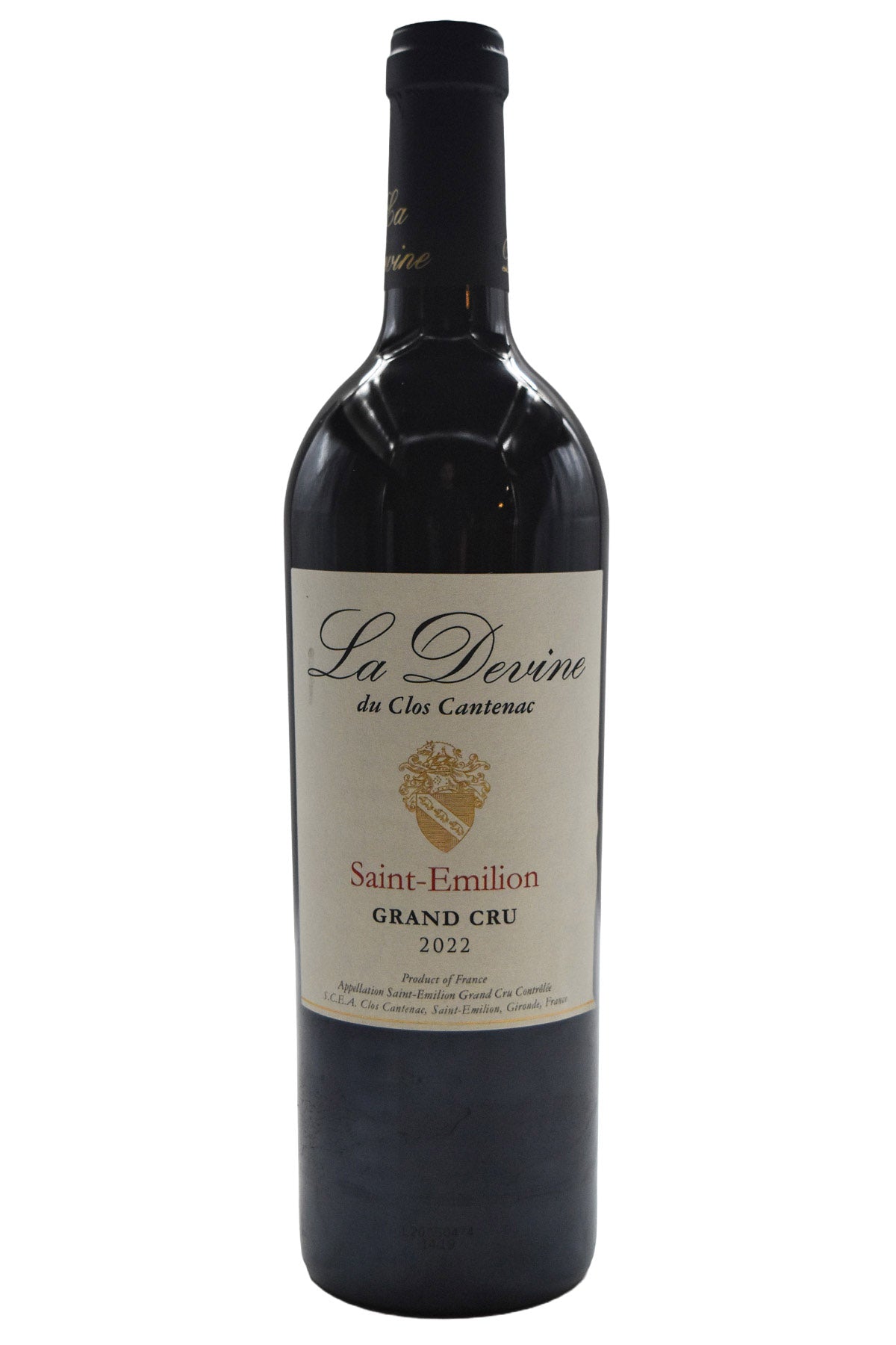 Bottle of Clos Cantenac Saint Emilion Grand Cru La Devine 2022-Red Wine-Flatiron SF